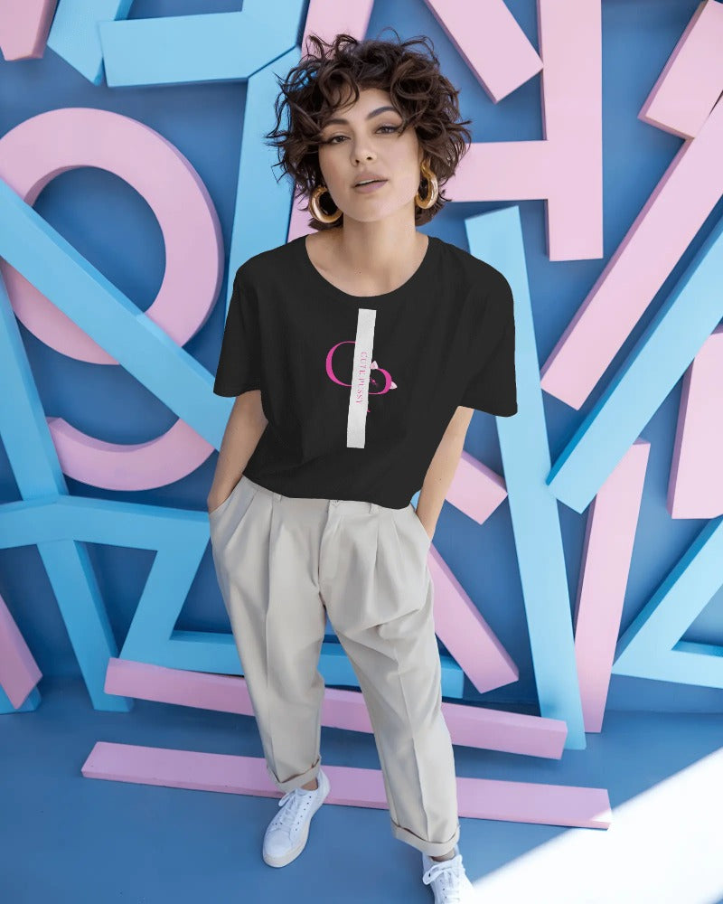 🐱 Cute Pussy Organic Ribbed Neck T-Shirt
